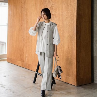 ストレッチタイプライターピンタックブラウス≪洗濯機で洗える≫