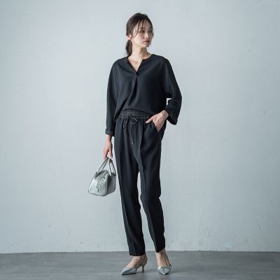 Droite lautreamont / ドロワットロートレアモン タンブラーブッチャーキーネックブラウス≪手洗い可能≫ タンブラーブッチャーキーネックブラウス≪手洗い可能