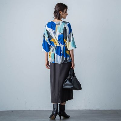 アートプリントブラウス≪洗濯機で洗える≫