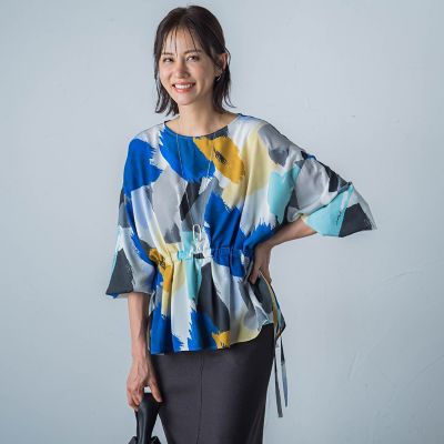 アートプリントブラウス≪洗濯機で洗える≫