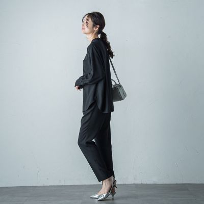 バンドカラーブラウス≪洗濯機で洗える≫