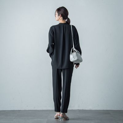 バンドカラーブラウス≪洗濯機で洗える≫