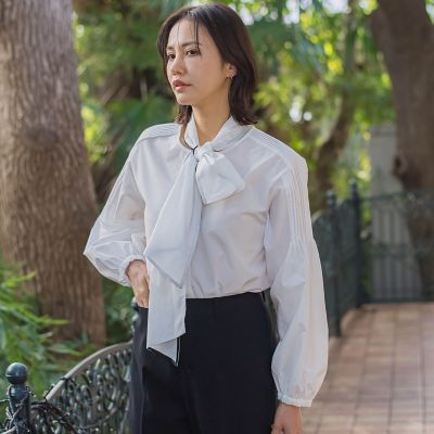 タイプライターボウタイブラウス≪シワになりにくい／洗濯機で