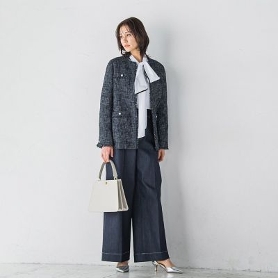 タイプライターボウタイブラウス≪シワになりにくい／洗濯機で洗える≫