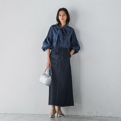 タイプライターボウタイブラウス≪シワになりにくい／洗濯機で洗える≫