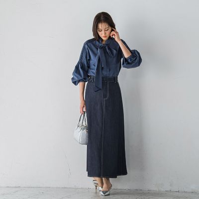 タイプライターボウタイブラウス≪シワになりにくい／洗濯機で洗える≫