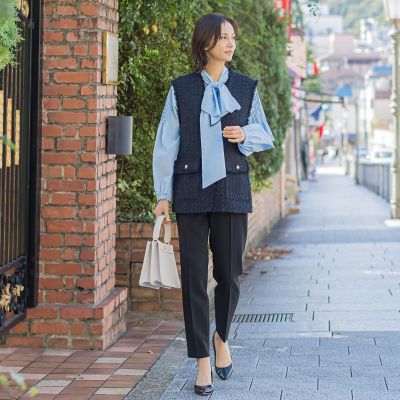 タイプライターボウタイブラウス≪シワになりにくい／洗濯機で洗える≫