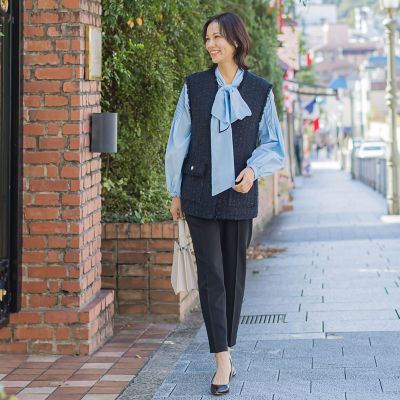 タイプライターボウタイブラウス≪シワになりにくい／洗濯機で洗える≫