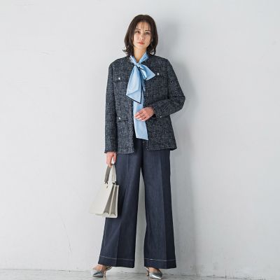 タイプライターボウタイブラウス≪シワになりにくい／洗濯機で洗える≫