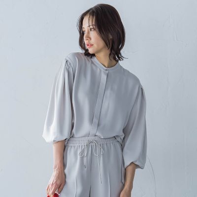 ＜LAUTREAMONT (Women)＞【ＷＥＢ限定】【１１号あり】サテンフィールリラックスブラウス≪セットアップ対応≫≪接触冷感／洗える≫