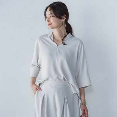 ＜LAUTREAMONT (Women)＞【一部店舗限定販売】キレイ×リラックス　スキッパーブラウス≪洗濯機で洗える≫