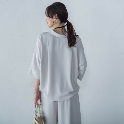 【一部店舗限定販売】キレイ×リラックス　スキッパーブラウス≪洗濯機で洗える≫