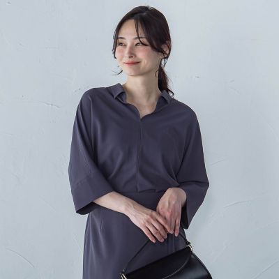 【一部店舗限定販売】キレイ×リラックス　スキッパーブラウス≪洗濯機で洗える≫