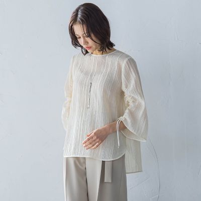 【SALE】LAUTREAMONT (Women)/ロートレアモン リボン袖楊柳ブラウス&#8810;洗濯機で洗える&#8811; 02オフホワイト トップス【三越伊勢丹/公式】