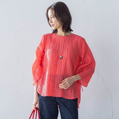 リボン袖楊柳ブラウス≪洗濯機で洗える≫ | LAUTREAMONT (Women 