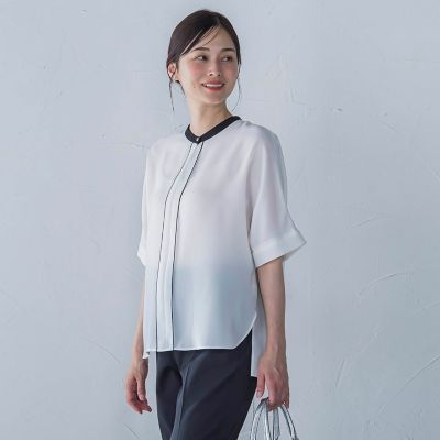 【SALE】LAUTREAMONT (Women)/ロートレアモン ジョーゼット配色ブラウス&#8810;洗濯機で洗える&#8811; 21ホワイトケイ トップス【三越伊勢丹/公式】