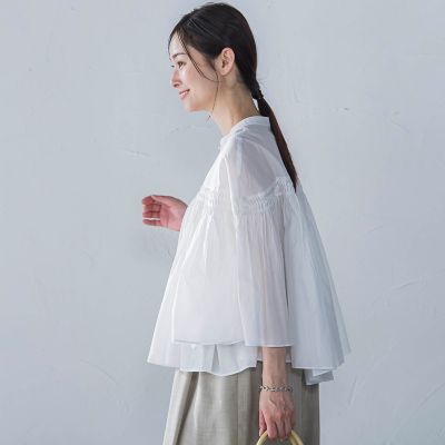 ピンタックｃｏｔｔｏｎブラウス≪洗濯機で洗える≫