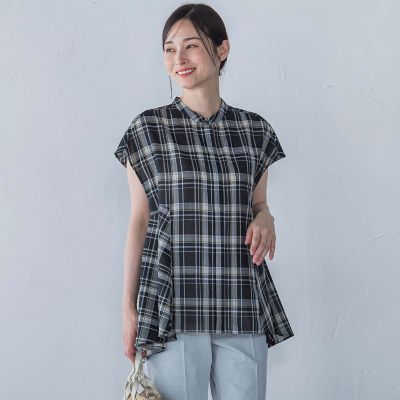 マドラスチェックブラウス≪洗濯機で洗える≫