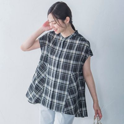 マドラスチェックブラウス≪洗濯機で洗える≫