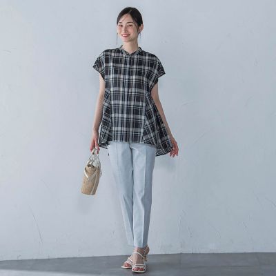 マドラスチェックブラウス≪洗濯機で洗える≫