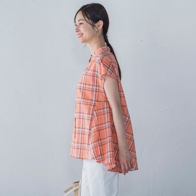 マドラスチェックブラウス≪洗濯機で洗える≫