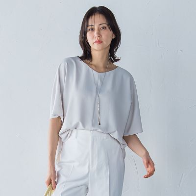 キレイ×リラックス　ハーフスリーブブラウス≪洗濯機で洗える≫