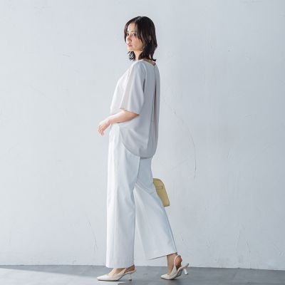 キレイ×リラックス　ハーフスリーブブラウス≪洗濯機で洗える≫