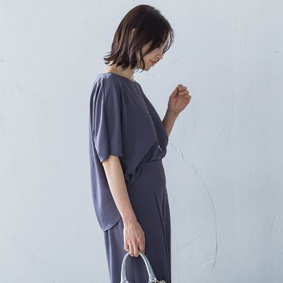 キレイ×リラックス　ハーフスリーブブラウス≪洗濯機で洗える≫