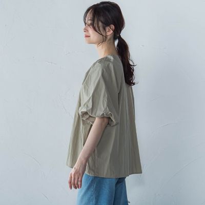 一部店舗限定販売】ワッシャーボリュームスリーブブラウス