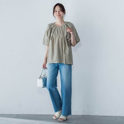 一部店舗限定販売】ワッシャーボリュームスリーブブラウス