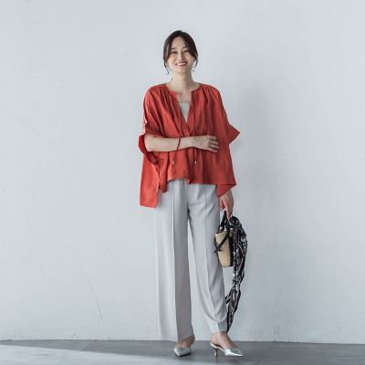 一部店舗限定販売】タック袖エアリーブラウス≪手洗い可能