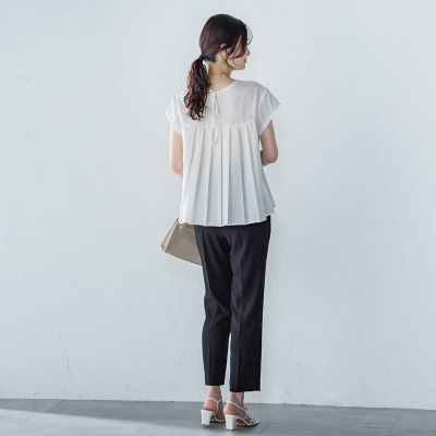 【一部店舗限定販売】フロントタックフレンチブラウス≪手洗い可能≫