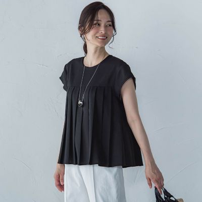 【一部店舗限定販売】フロントタックフレンチブラウス≪手洗い可能≫