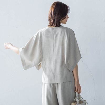 ハンカチーフスリーブブラウス≪セットアップ対応／洗濯機で洗える≫