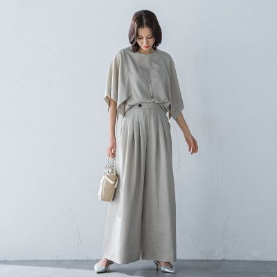 ハンカチーフスリーブブラウス≪セットアップ対応／洗濯機で洗える≫