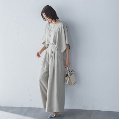 ハンカチーフスリーブブラウス≪セットアップ対応／洗濯機で洗える≫