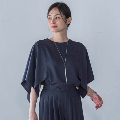 ハンカチーフスリーブブラウス≪セットアップ対応／洗濯機で洗える≫