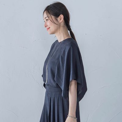 ハンカチーフスリーブブラウス≪セットアップ対応／洗濯機で洗える≫