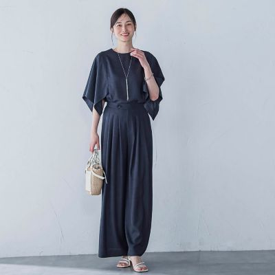 ハンカチーフスリーブブラウス≪セットアップ対応／洗濯機で洗える≫