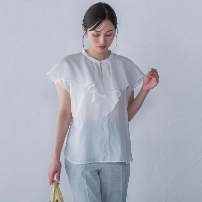 【SALE】LAUTREAMONT (Women)/ロートレアモン ラッフルシアーブラウス&#8810;洗濯機で洗える&#8811; 01ホワイト トップス【三越伊勢丹/公式】