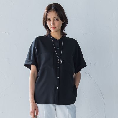 キレイ×リラックス　バンドカラーブラウス≪手洗い可能≫