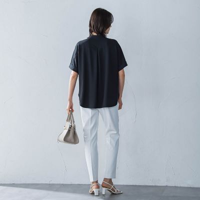 キレイ×リラックス　バンドカラーブラウス≪手洗い可能≫