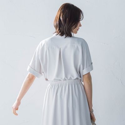 キレイ×リラックス　バンドカラーブラウス≪手洗い可能≫