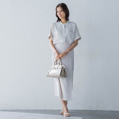 キレイ×リラックス　バンドカラーブラウス≪手洗い可能≫