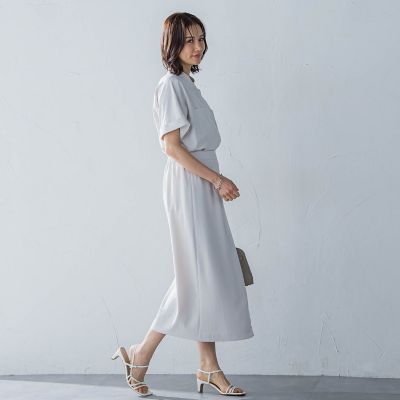 キレイ×リラックス　バンドカラーブラウス≪手洗い可能≫