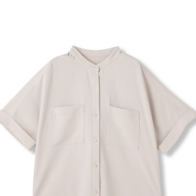 キレイ×リラックス　バンドカラーブラウス≪手洗い可能≫