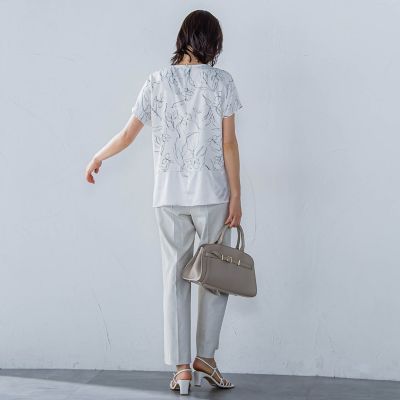 ラインフラワープリントブラウス≪洗濯機で洗える≫