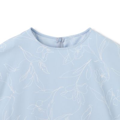 ラインフラワープリントブラウス≪洗濯機で洗える≫