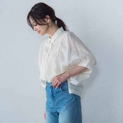 【ＷＥＢ限定】シアースリーブギャザーカラーブラウス≪手洗い可能≫