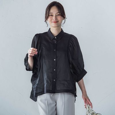 【ＷＥＢ限定】シアースリーブギャザーカラーブラウス≪手洗い可能≫